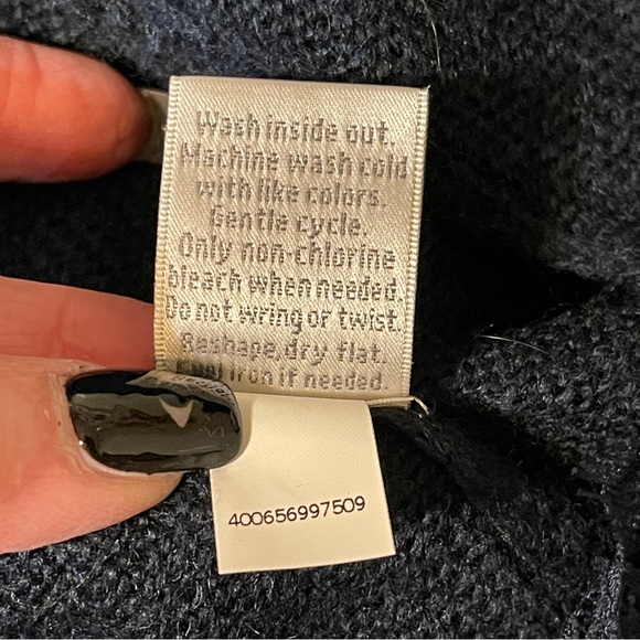 Lauren Conrad Blue Longline Cardigan Sweater Lace Trim Metallic Preppy Office XS - Picture 12 of 12